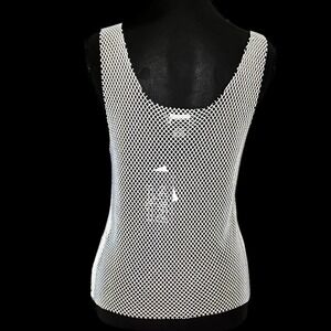 Fourteen Twelve White Rhinestone Fishnet Mesh Tank Top Sheer Y2K L NWT